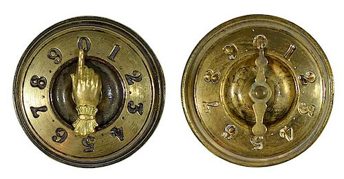 PAIR OF BRASS WHIST MARKERS.Pair