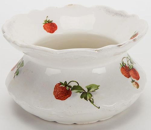 PORCELAIN SPITTOON WITH STRAWBERRIES.Porcelain