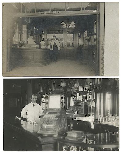 TWO REAL PHOTO SALOON POSTCARDS