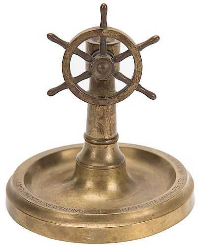 CIGAR CUTTER & ASH TRAY BRASS SHIP