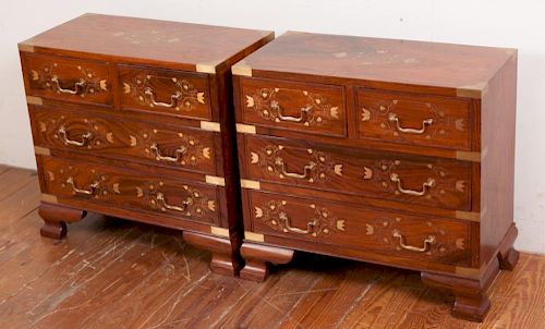 ROSEWOOD AND BOULLE INLAID NIGHTSTANDS,