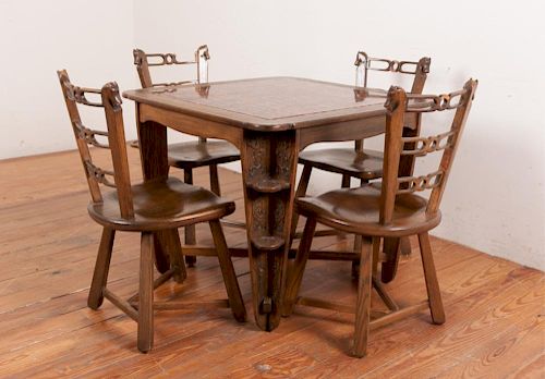 ROMWEBER VIKING OAK GAME TABLE & CHAIR