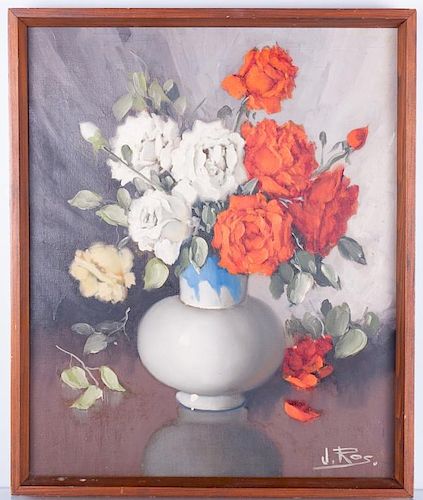 J. ROS O/C FLORAL VASE STILL LIFEJ.