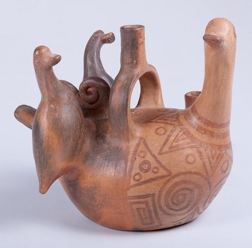 PRE-COLUMBIAN POTTERY JUG REPRODUCTIONWaterfowl