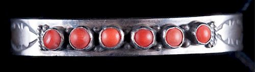 SOUTHWESTERN STERLING & CORAL CUFF