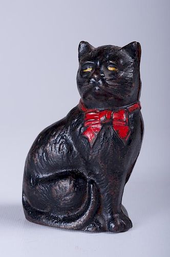 VINTAGE CAST IRON CAT BANKVintage cast