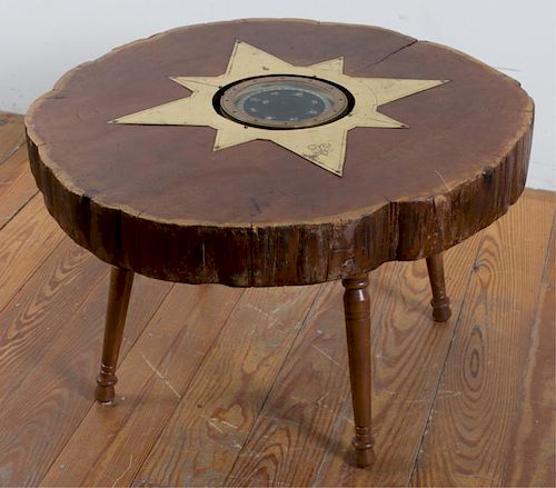 COFFEE TABLE W/ CENTER COMPASSNatural