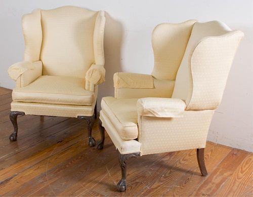 UPHOLSTERED WINGBACK CHAIRS, PAIRPair