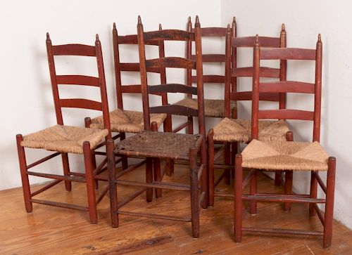 LADDER BACK CHAIRS W/ CANED SEATS,