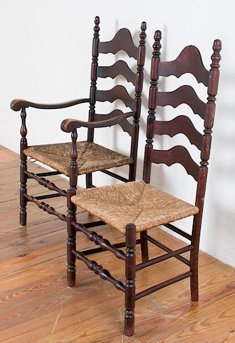 LADDER BACK CHAIRS, TWO (2)Set of two