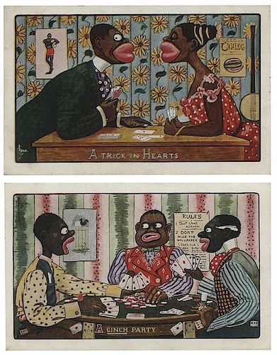 TWO BLACK AMERICANA PLAYING CARD 3864b4