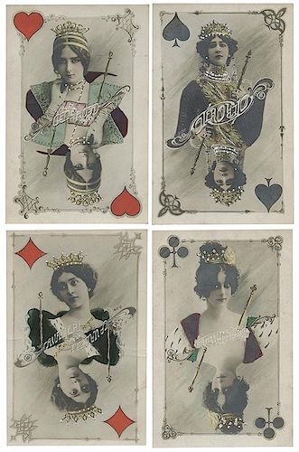 SET OF FOUR QUEENS PLAYING CARD 3864ae