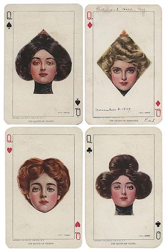 SET OF FOUR QUEENS PLAYING CARD 3864af