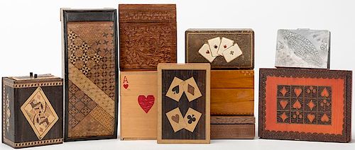10 PLAYING CARD BOXES AND HOLDER.10