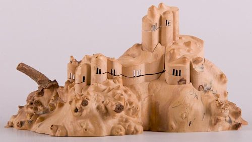 WOOD CARVED COLLAPSIBLE LANDSCAPE SCULPTUREVery