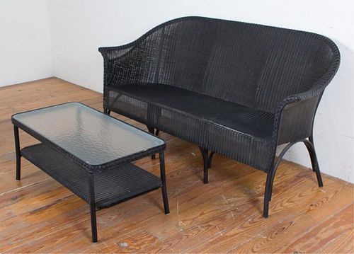 LLOYD LOOM WICKER SETTEE & COFFEE TABLETwo