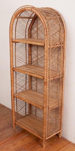 WICKER ARCHED TOP ETAGEREFour shelf,
