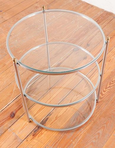 ROUND THREE TIER GLASS TOP TABLEContemporary 386588