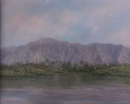 EARL SHIMOKAWA OIL ON CANVAS LANDSCAPESigned 386622