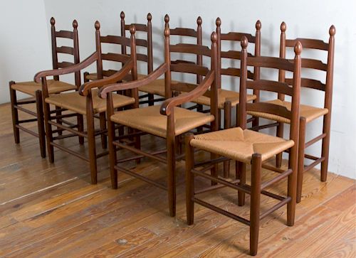 E.A CLORE DINING CHAIRS, EIGHT