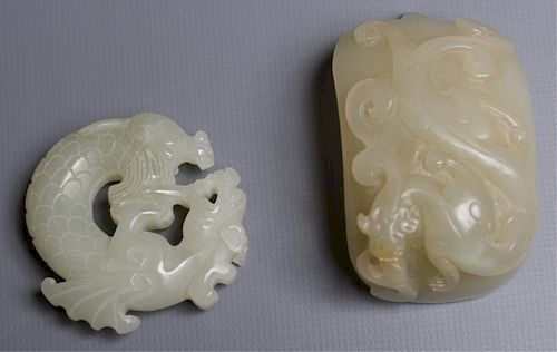 JADE DRAGON FIGURES, TWO (2)Two small