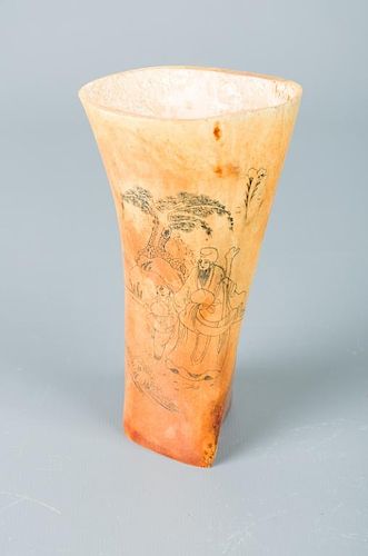 CHINESE BONE CUP, CIRCA 1900With incised