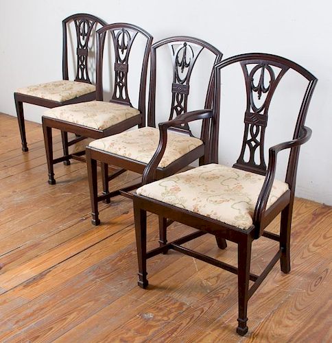 SPLAT BACK DINING CHAIRS, FOUR