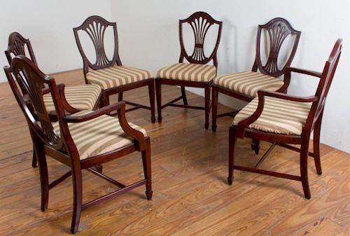 HEPPLEWHITE STYLE DINING CHAIRS,