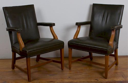 W H GUNLOCKE LEATHER ARMCHAIRS  386691