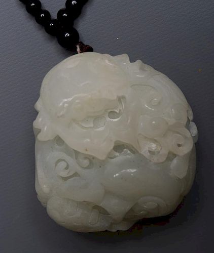 CARVED JADE LOTUS FLOWER W WORRY 38669c