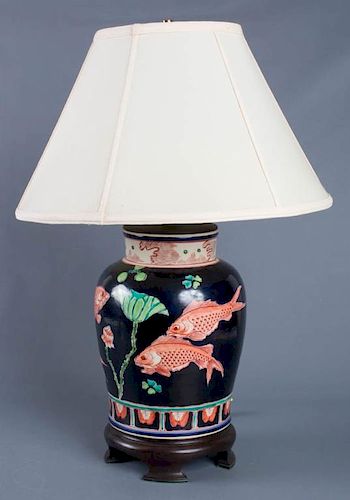CERAMIC KOI FISH LAMPCeramic urn 3866bd