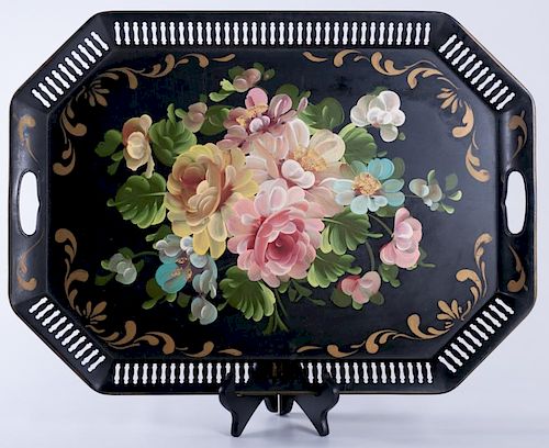 HANDPAINTED TOLE TRAYWith floral