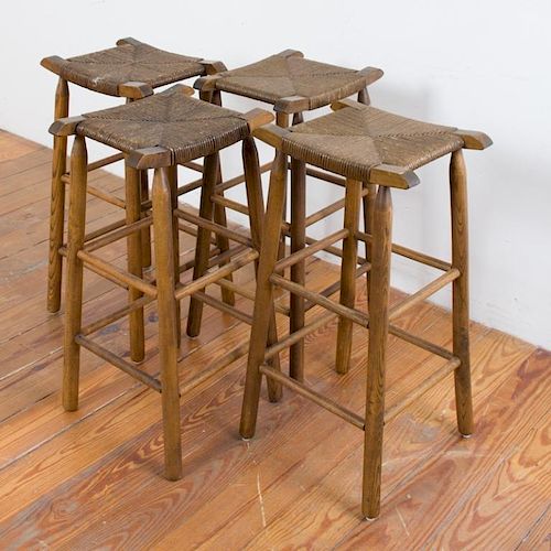 RUSH SEAT BARSTOOLS, FOUR (4)Set