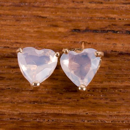 LAB OPAL HEART SHAPED STUD PIERCED