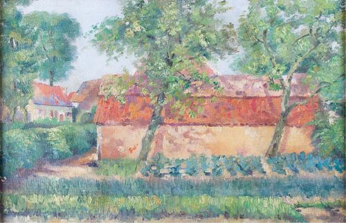 OIL ON CANVAS LA FERME ROUGE Oil 38674e