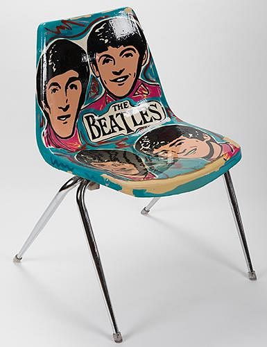 THE BEATLES HAND-PAINTED FAN CHAIR.The