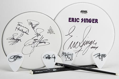 KISS AUTOGRAPHED DRUM HEADS.Kiss