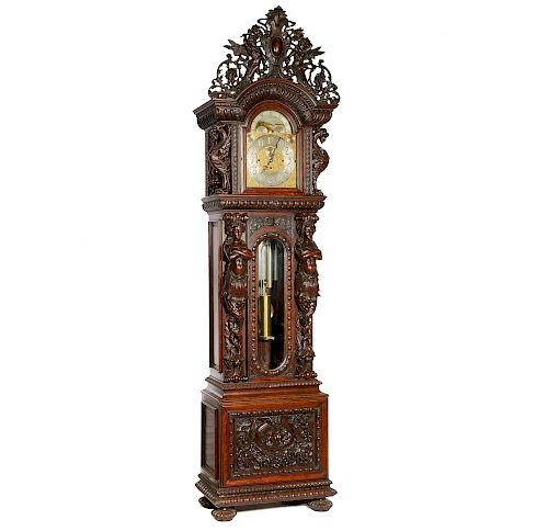 R J HORNER TALL CASE CLOCKCarved 38699e