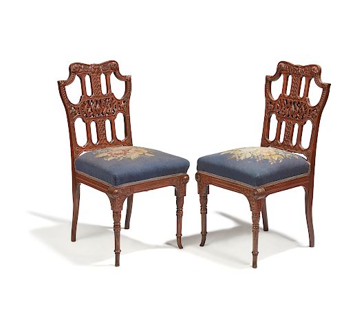 TWO AESTHETIC MOVEMENT SIDE CHAIRS,