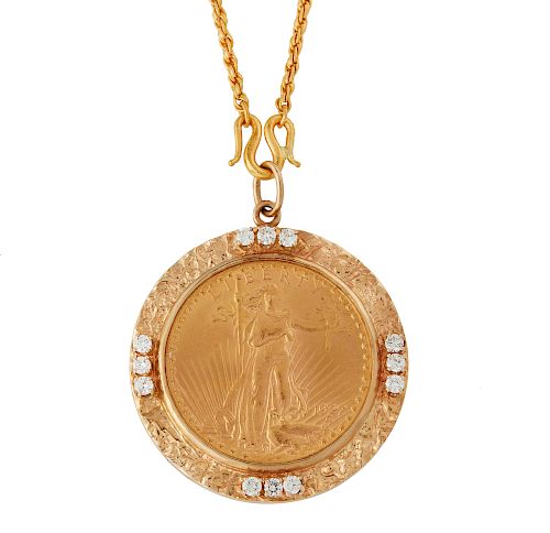 1927 ST GAUDENS GOLD COIN PENDANT 3869e9