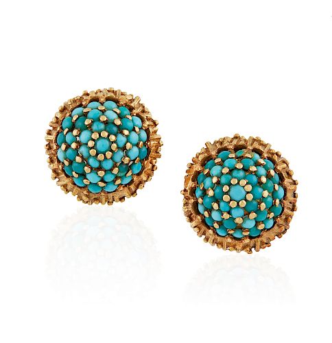 TURQUOISE 18K GOLD EARRINGSPair