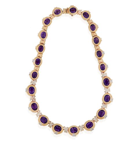 14K AMETHYST AND DIAMOND NECKLACE14k 3869fd