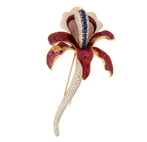 DIAMOND AND SAPPHIRE 18K ORCHID 386a01