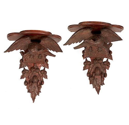 PAIR 19TH CENTURY WALNUT EAGLE