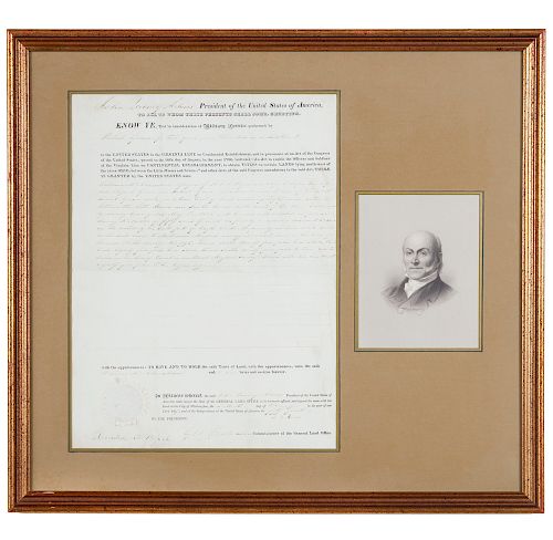 JOHN QUINCY ADAMS 1827 LAND GRANTFramed