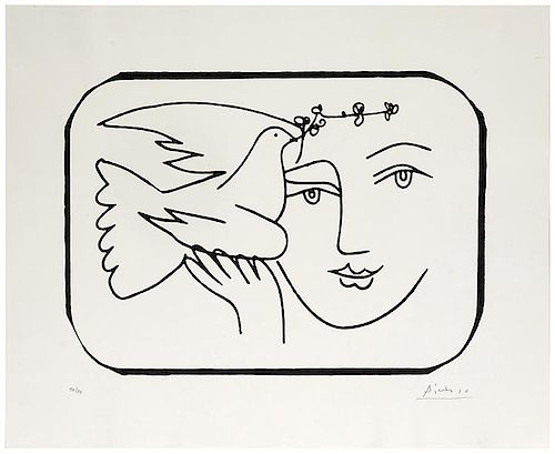 FACE WITH DOVE OF PEACEPicasso, Pablo