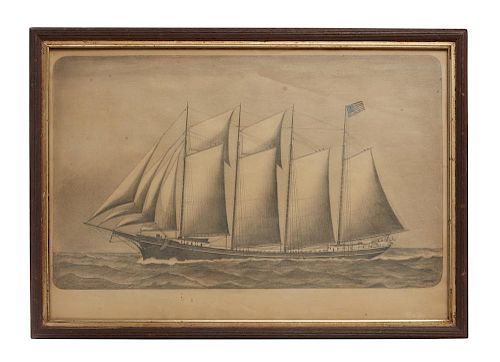 FRED BROWN DRAWING OF THE SCHOONER  386cf9