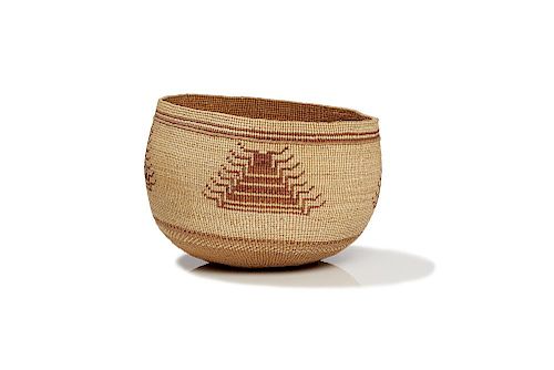 HUPA INDIAN BASKET WITH QUAIL PLUME 386d52