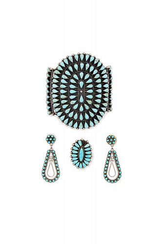 ASSORTED ZUNI SILVER AND TURQUOISE 386d7b