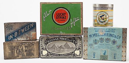 SIX CIGARETTE TINSSix Cigarette Tins.